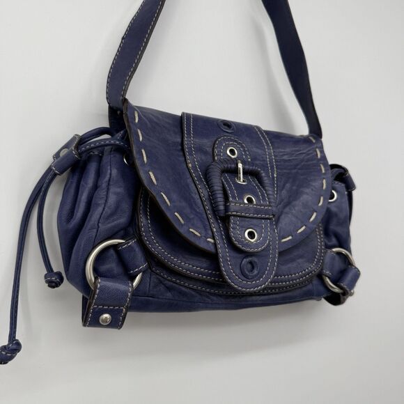 Hype Blue/Purple Leather Buckle Shoulder Bag Y2k Style - Picture 2 of 12